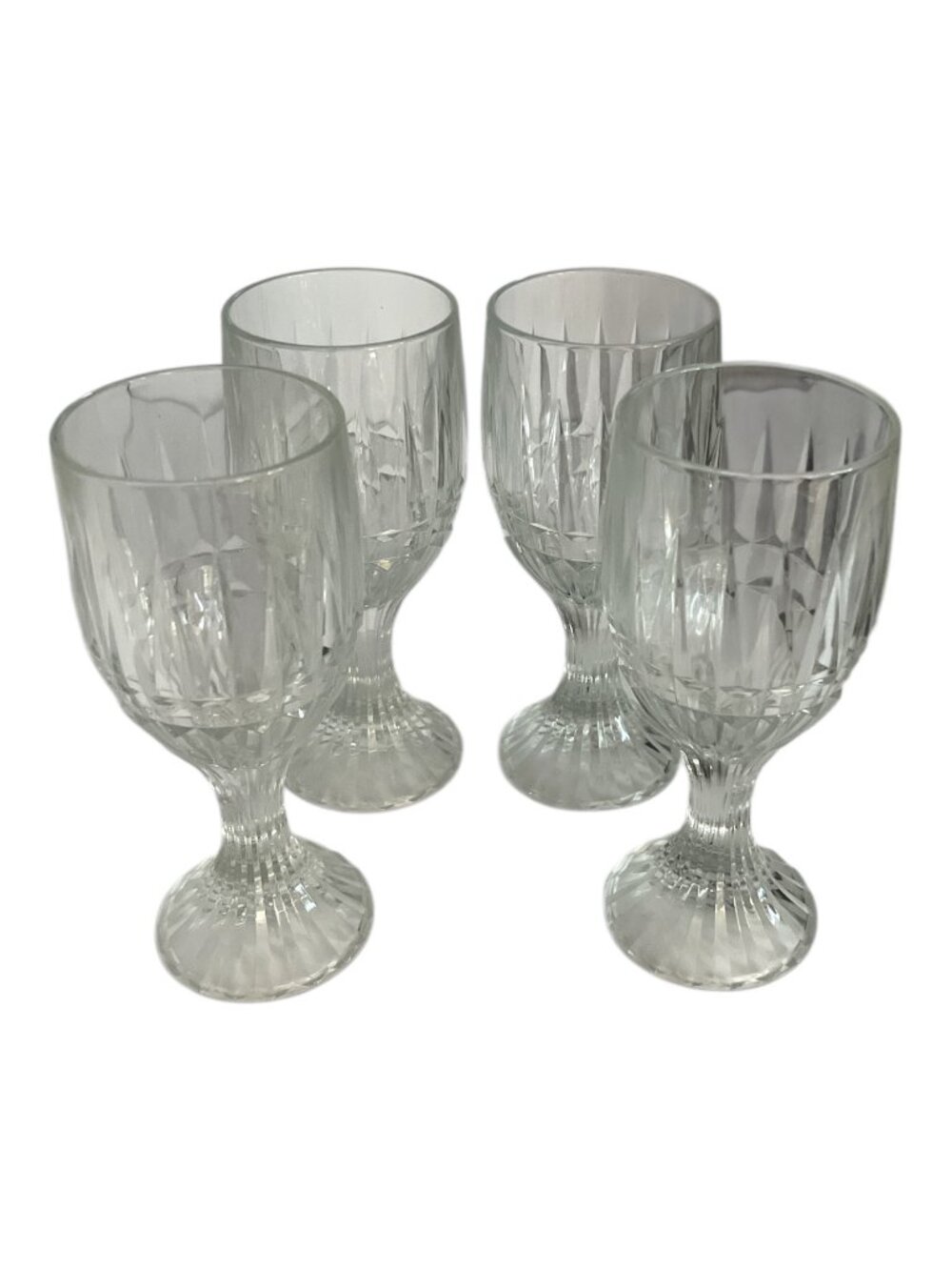 Set of 4 Vintage Italian Crystal Water Goblets Cut Glass Stemware 7.5"